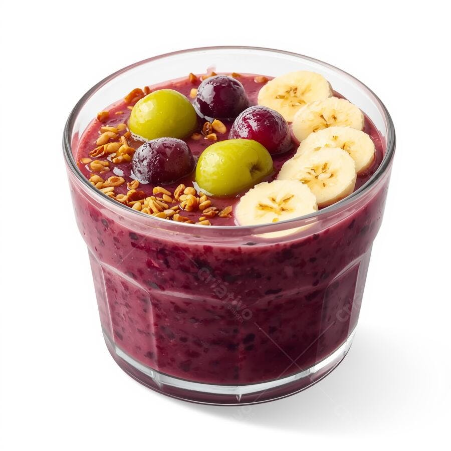 Smoothie de frutas vermelhas com banana e granola
