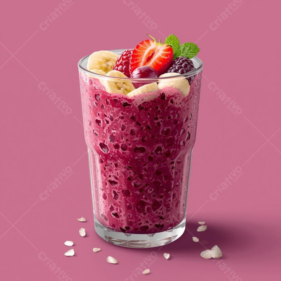 Smoothie de frutas vermelhas com banana