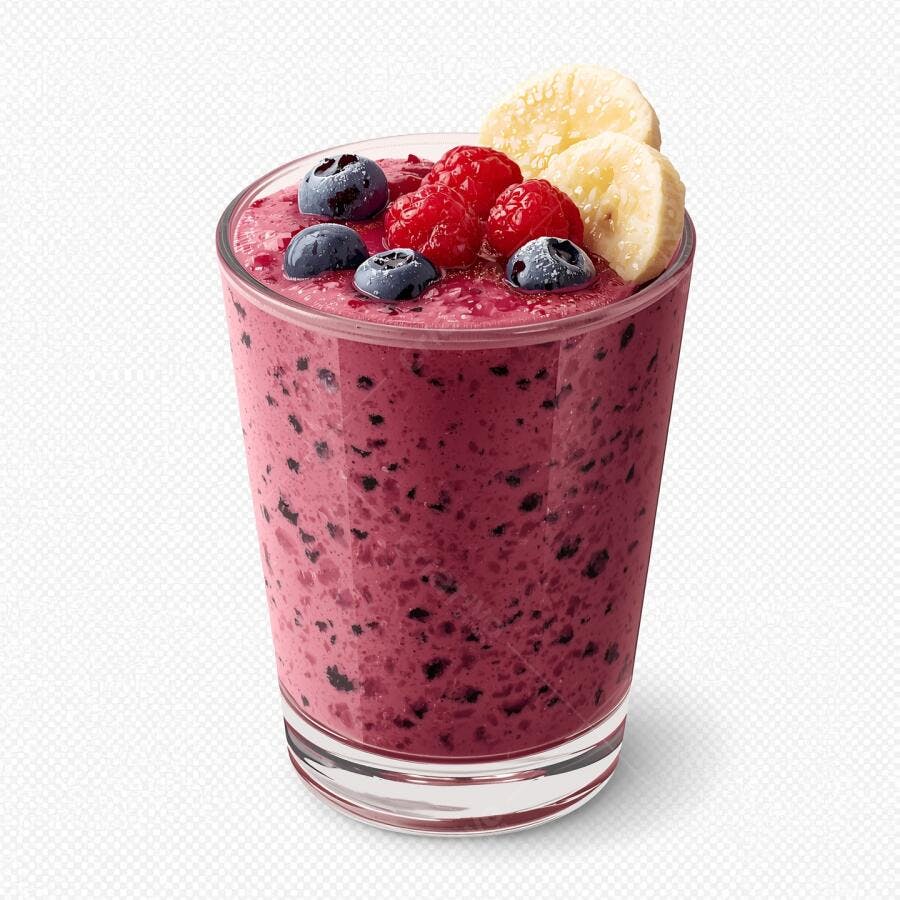 Smoothie de frutas vermelhas e banana