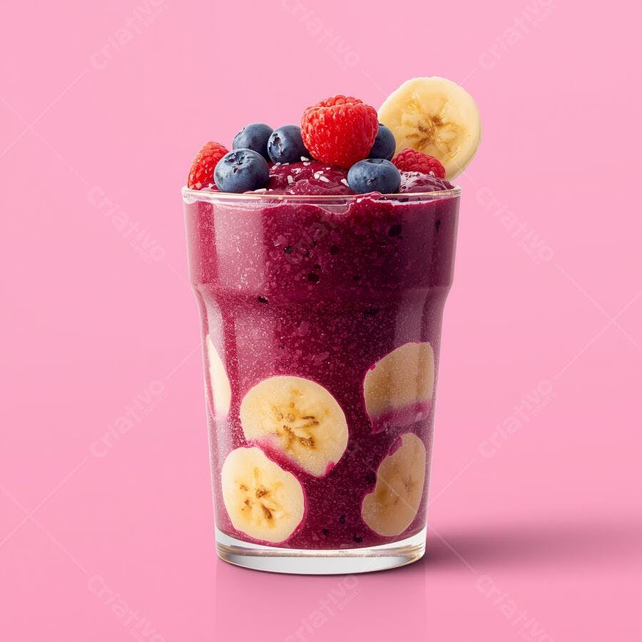 Smoothie de frutas vermelhas com banana