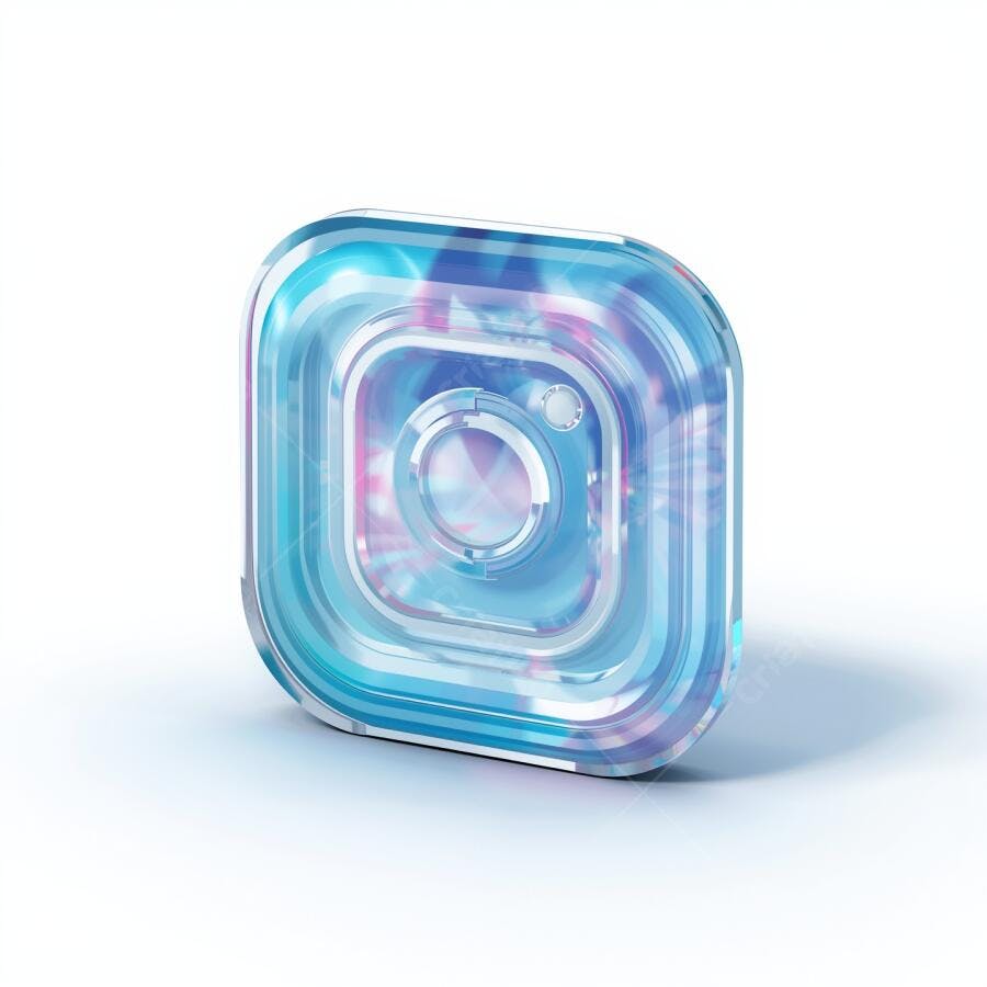 Logo Instagram em vidro azul e rosa