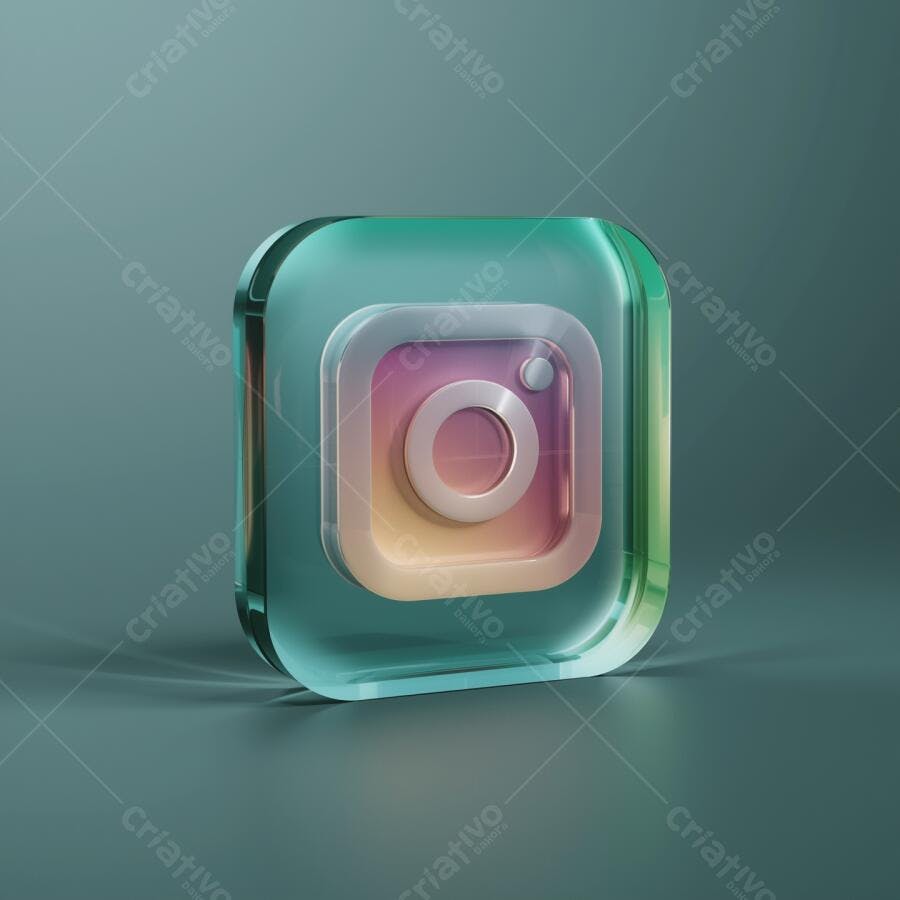 Ícone Instagram em vidro 3D