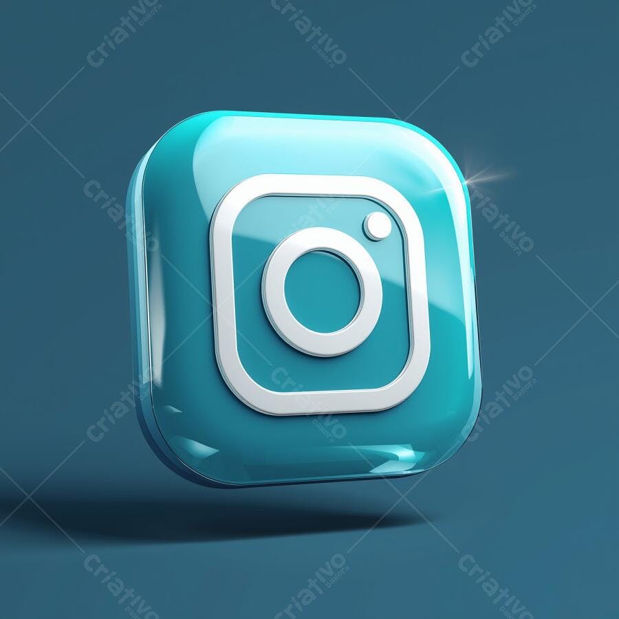 Ícone Instagram azul em 3D