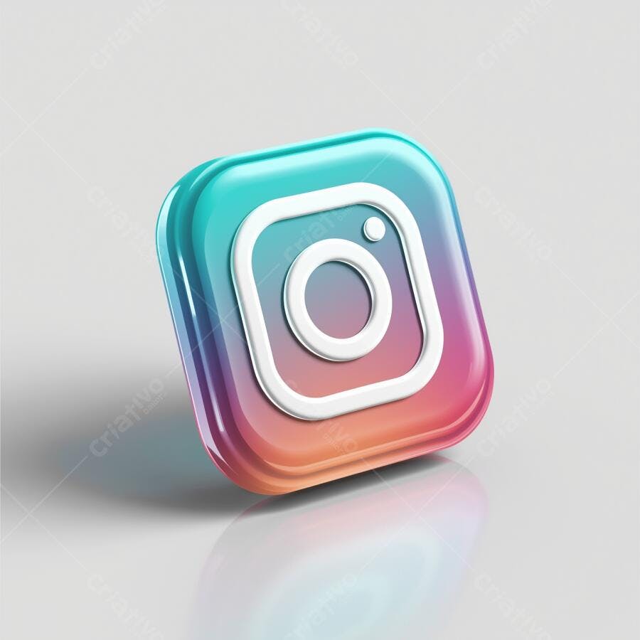 Ícone Instagram 3D cores vibrantes