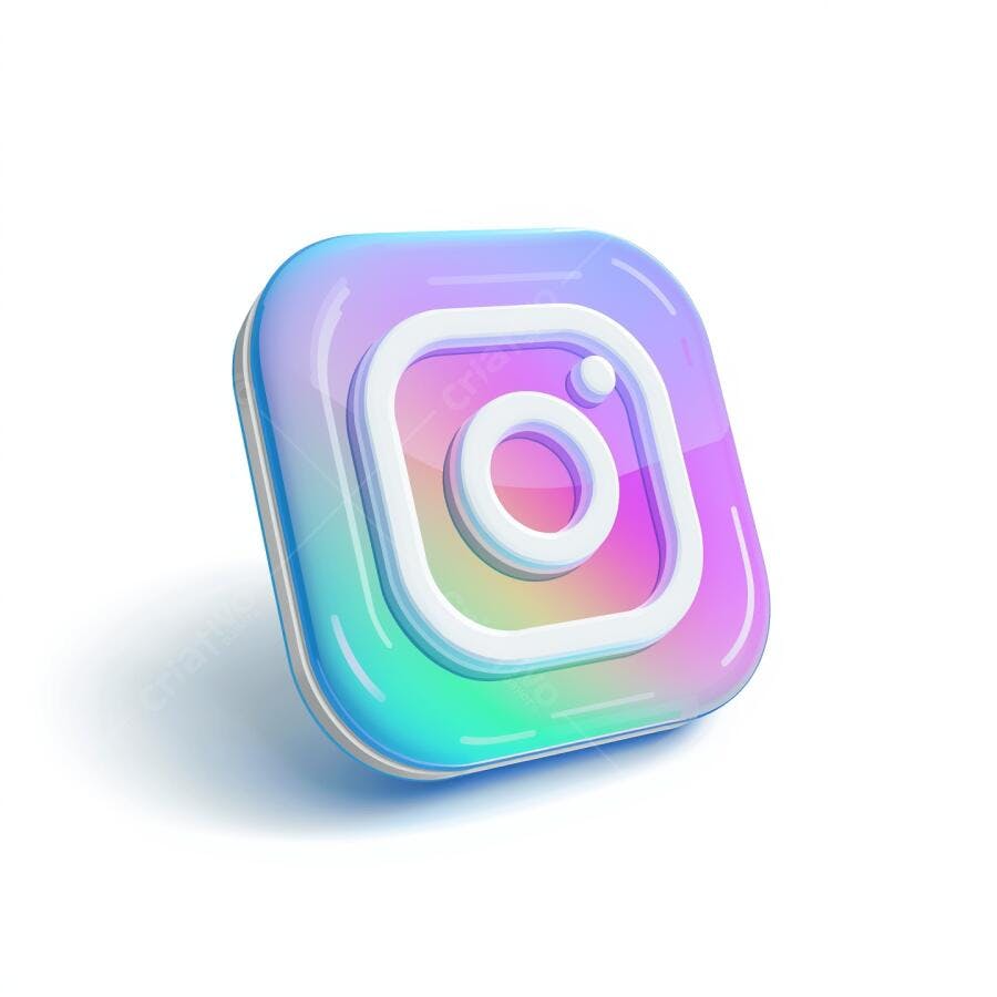 Ícone Instagram 3D em cores pastel