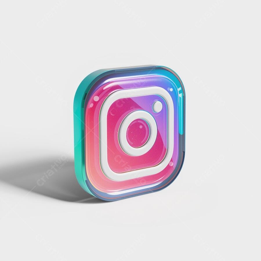 Logo Instagram 3D Rosa e Azul