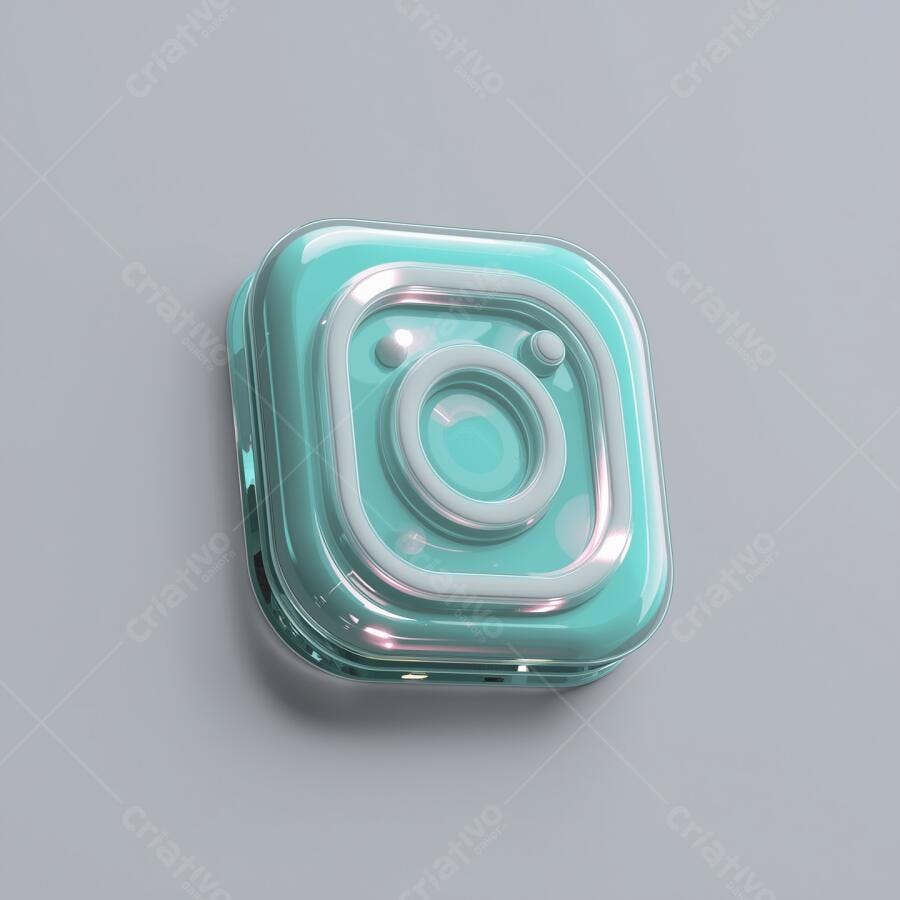 Ícone Instagram em 3D turquesa