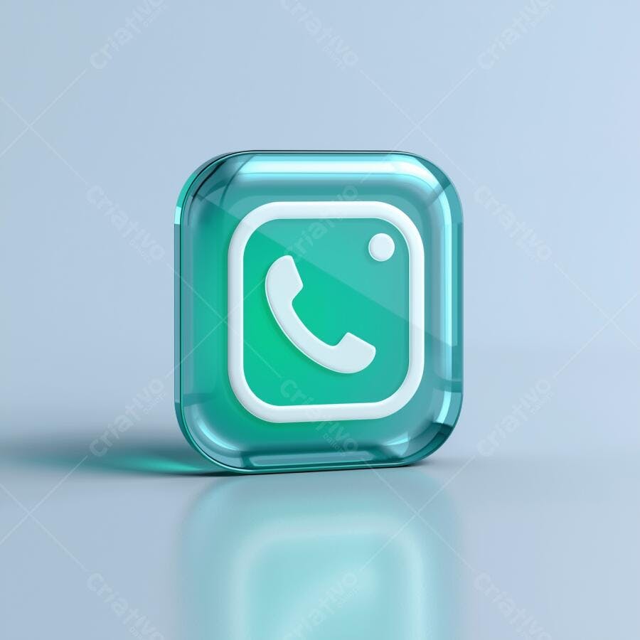 Ícone de telefone em botão de vidro turquesa