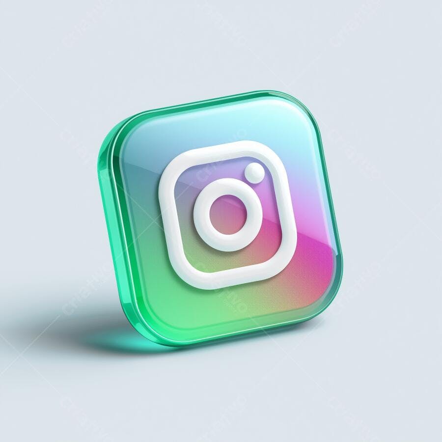 Ícone Instagram em vidro 3D