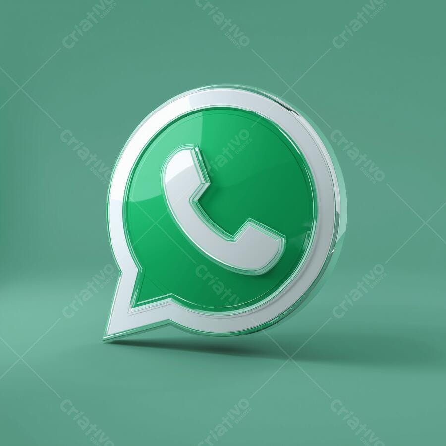 Ícone WhatsApp 3D Verde e Branco