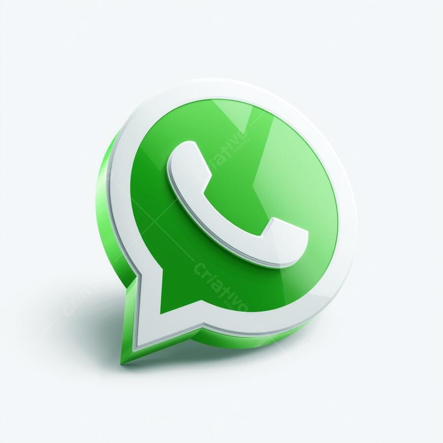Ícone WhatsApp 3D Verde e Branco