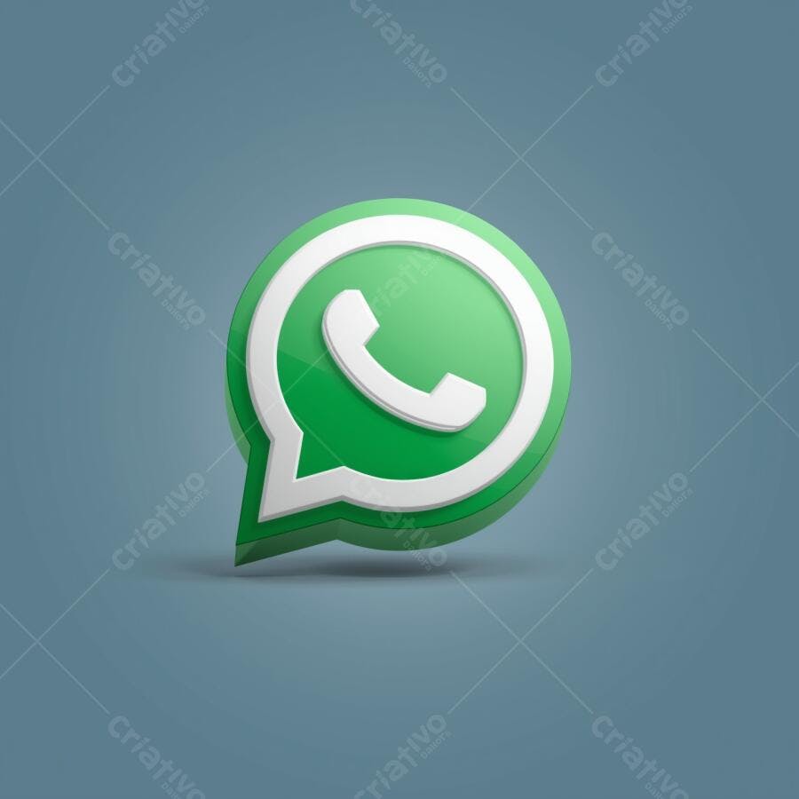 Ícone WhatsApp 3D Verde e Branco