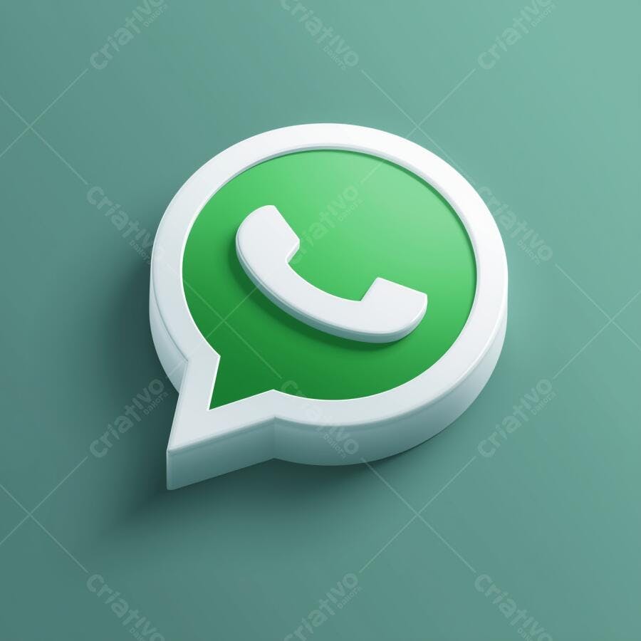 Ícone WhatsApp em 3D Verde e Branco