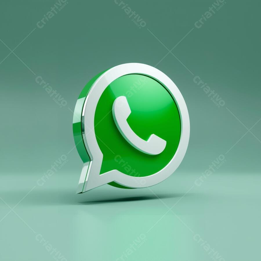 Ícone WhatsApp 3D Verde e Prata