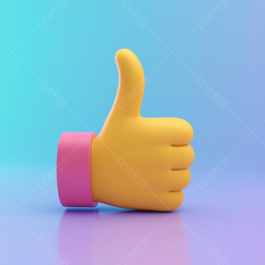 Emoji polegar para cima amarelo e rosa