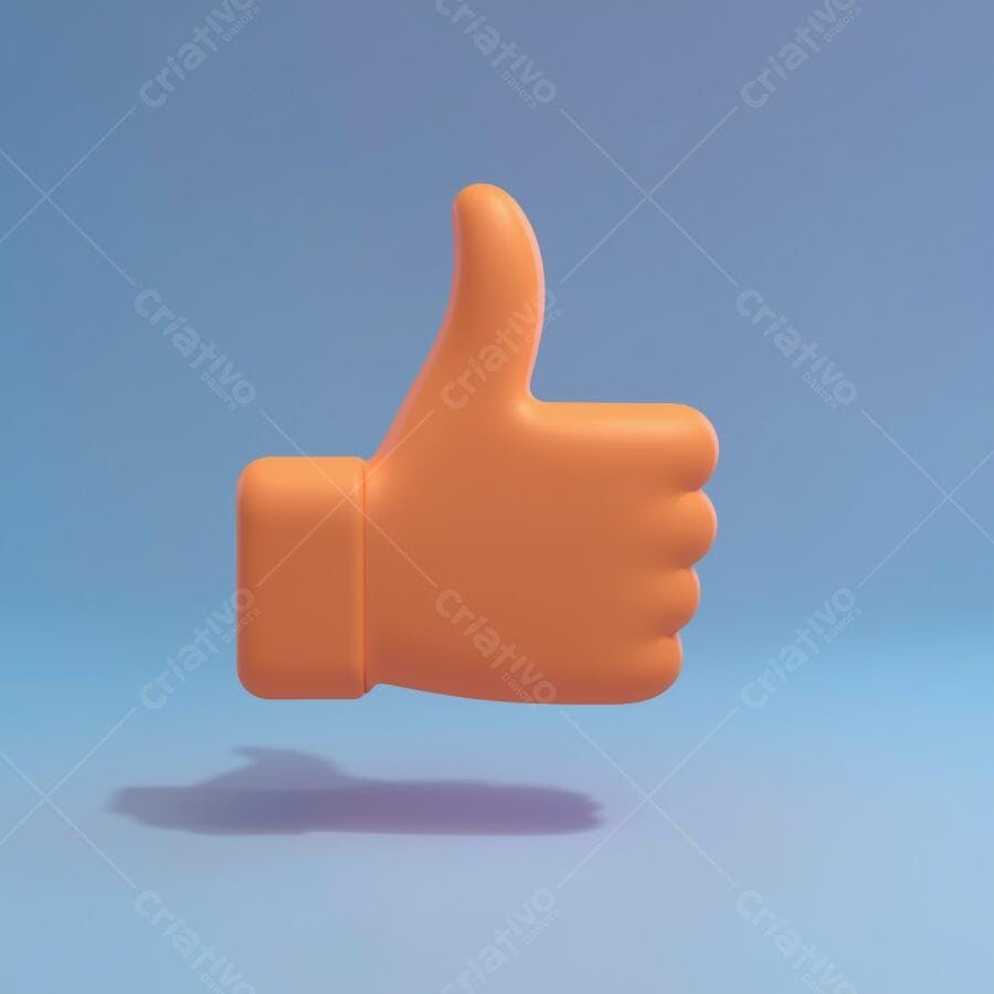 Polegar para cima em 3D laranja
