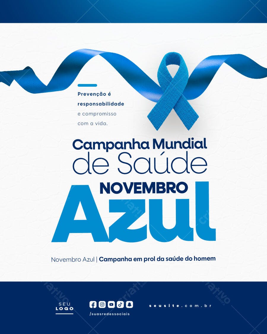 Flyer Novembro Azul Campanha de Saúde PSD Editável