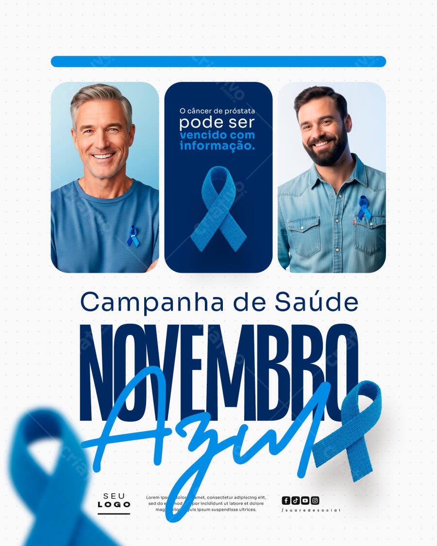 Flyer Novembro Azul Campanha de Saúde PSD Editável