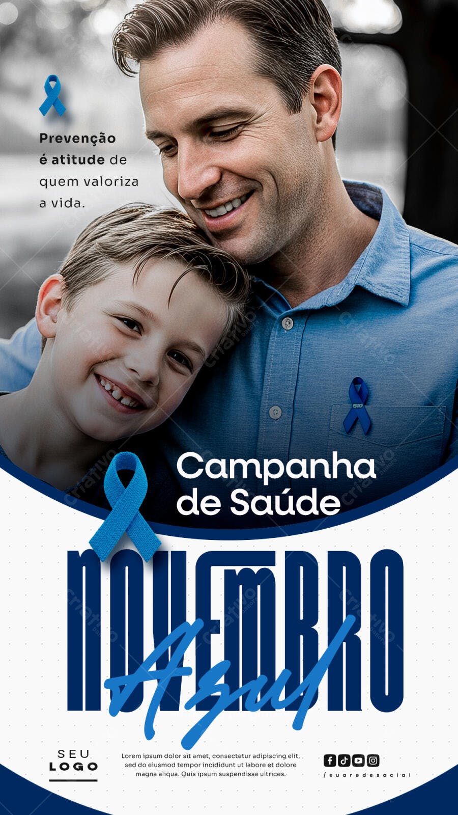 Flyer Novembro Azul Campanha de Saúde PSD Editável