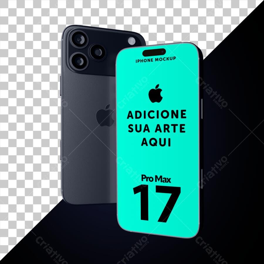 Mockup iPhone Pro Max: Design Escuro e Tela Ciano