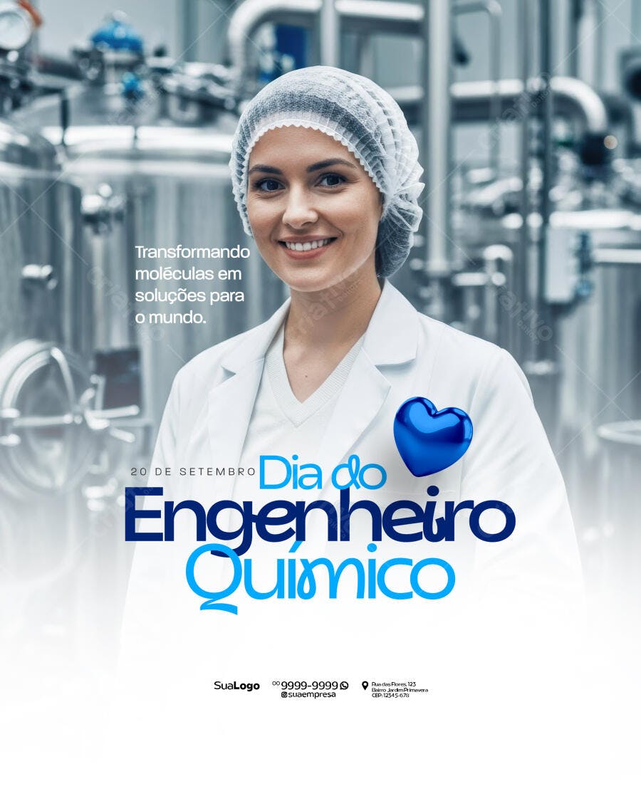 Flyer Dia do Engenheiro Químico PSD Editável
