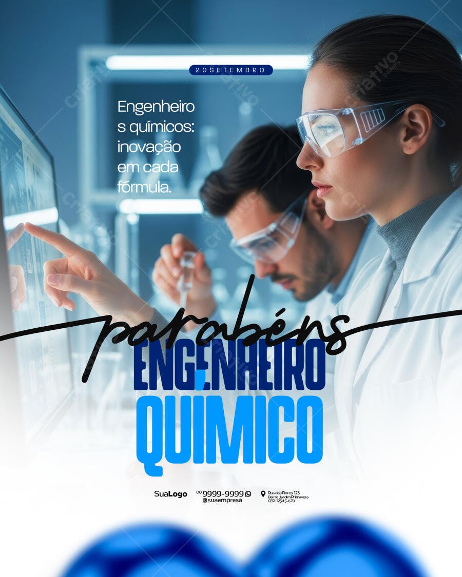 Flyer Dia do Engenheiro Químico PSD Editável