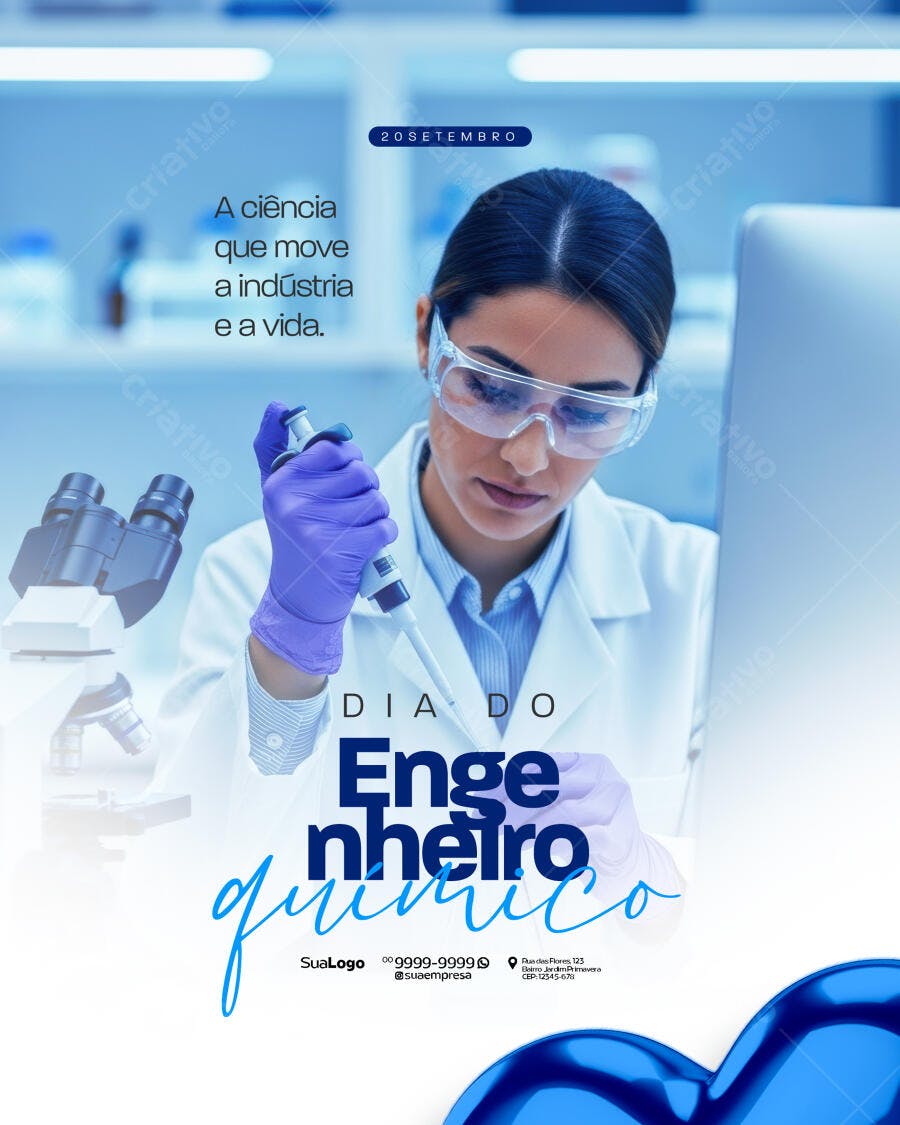 Flyer Dia do Engenheiro Químico PSD Editável