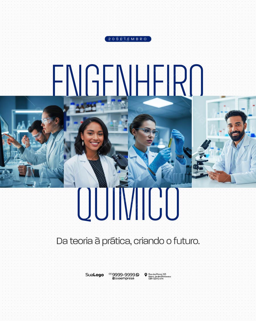 Post para Dia do Engenheiro Químico PSD Editável