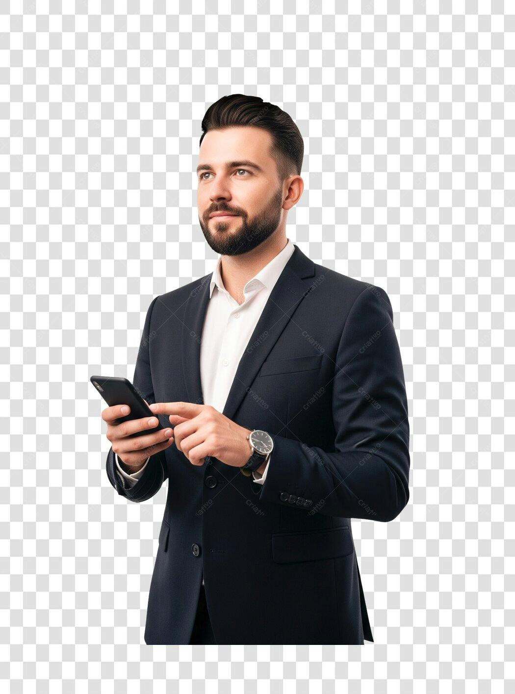 Imagem PNG Homem Negócios Celular Fundo Transparente