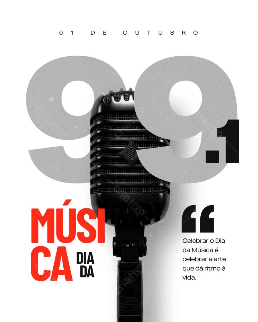 Flyer Dia da Música PSD Editável