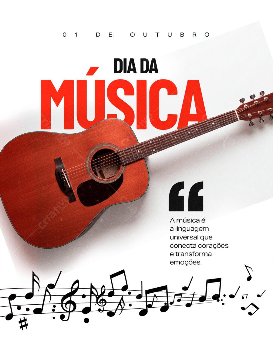 Flyer Dia da Música PSD Editável