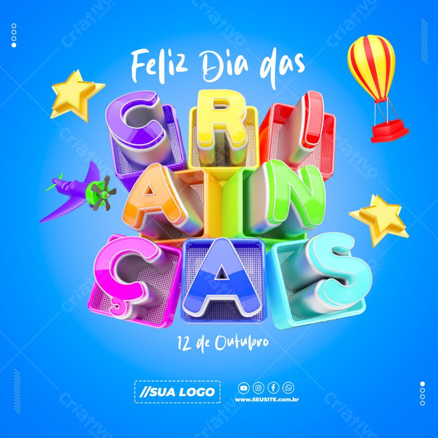 Post para o Dia das Crianças PSD Editável