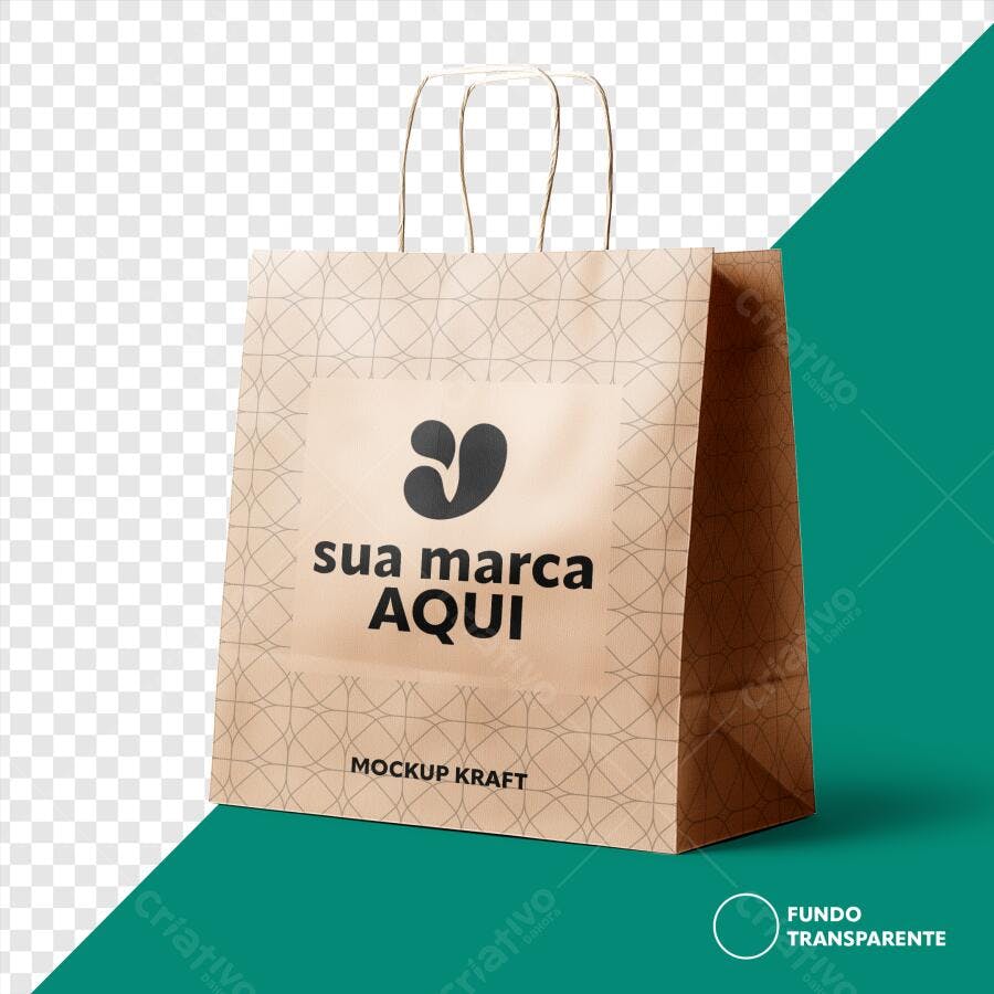 Mockup Sacola Kraft com Padronagem Geométrica
