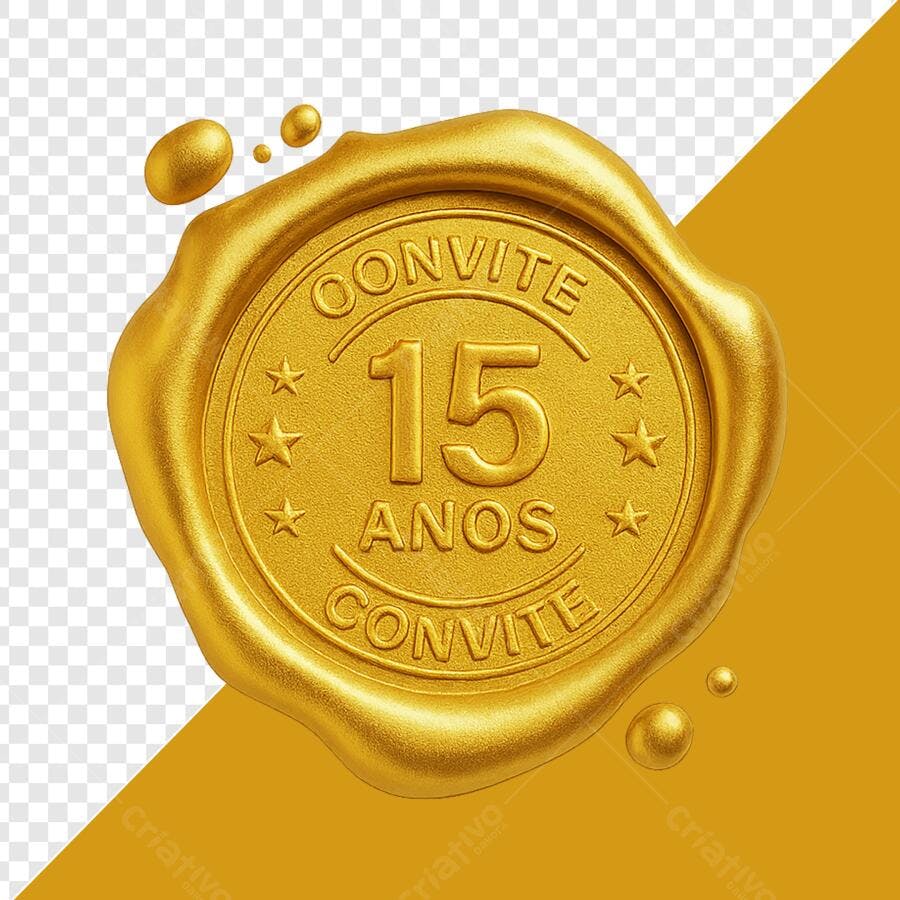 Selo Dourado Convite 15 Anos Aniversário Debutante PNG com fundo transparente