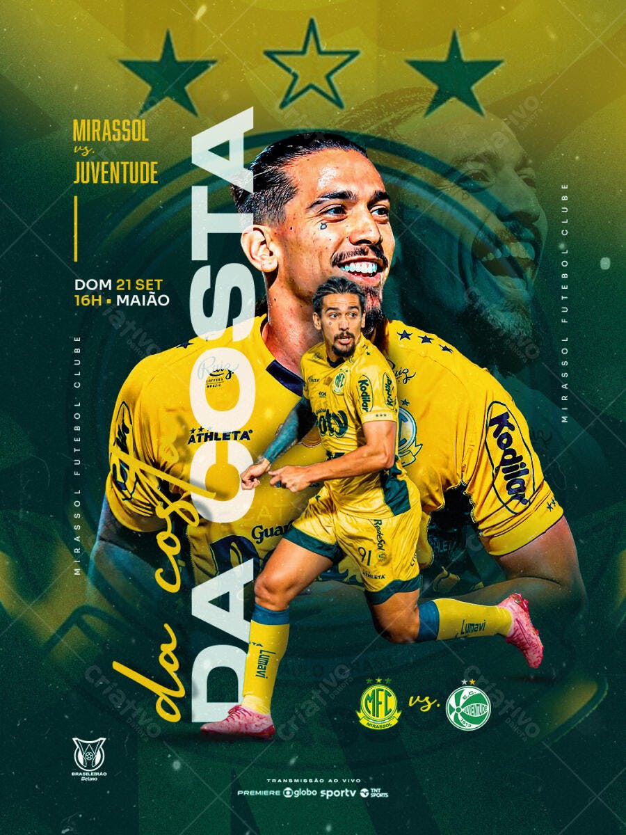 Flyer Jogo de Futebol Mirassol x Juventude PSD Editável