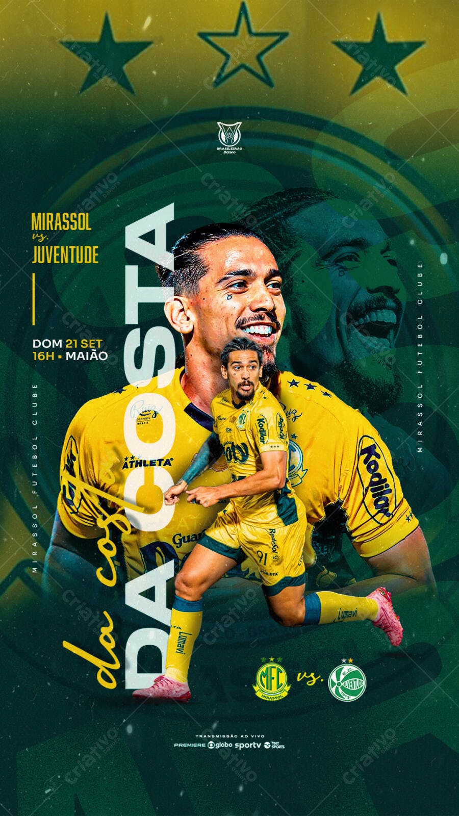 Flyer de Futebol Mirassol x Juventude PSD Editável
