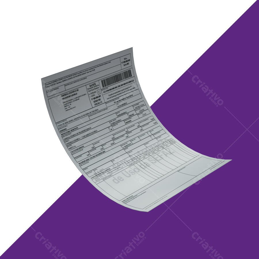 Mockup Nota Fiscal para Transportadoras PSD Editável