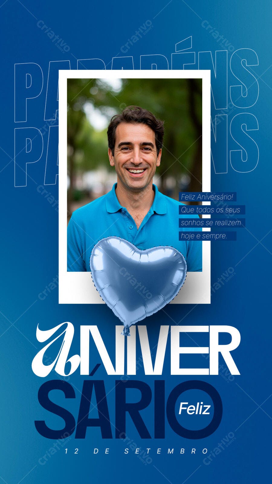 Flyer Aniversário Masculino Azul PSD Editável