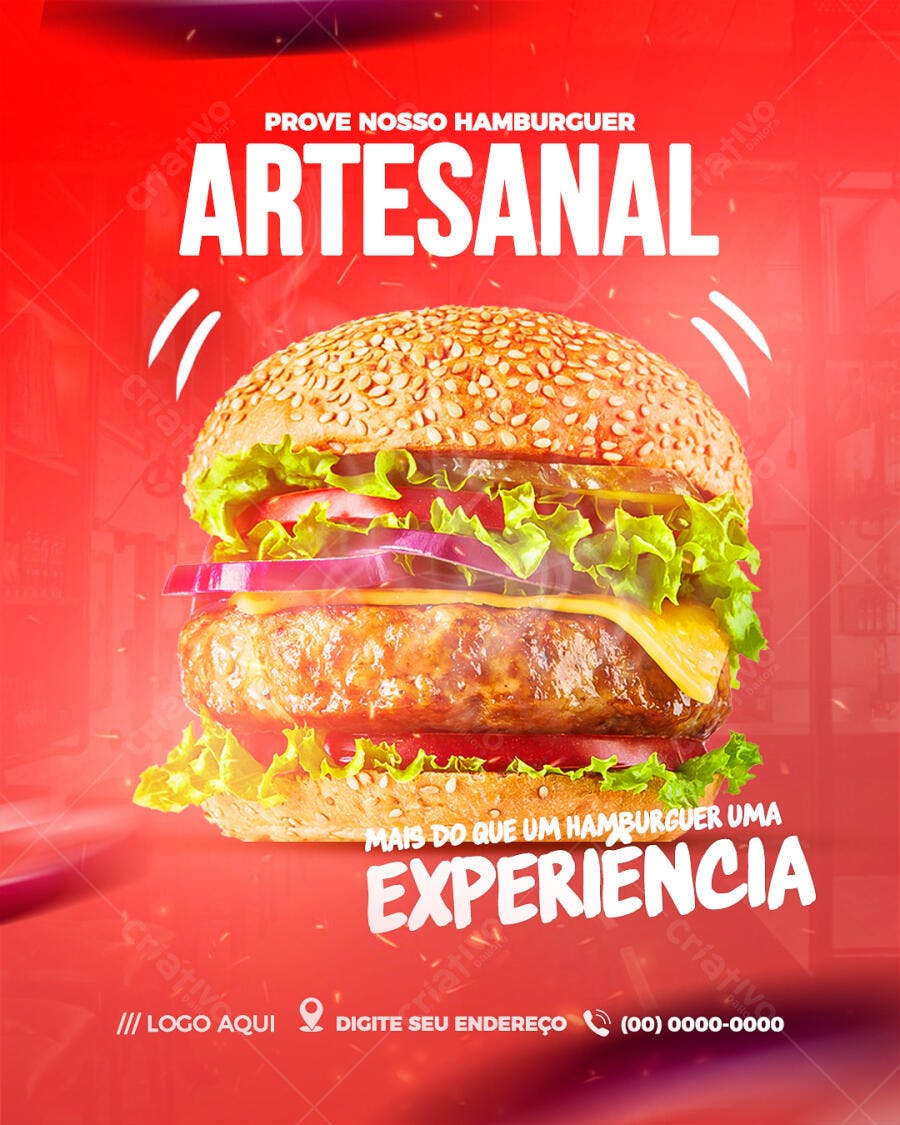 Flyer para Hamburgueria Artesanal PSD Editável