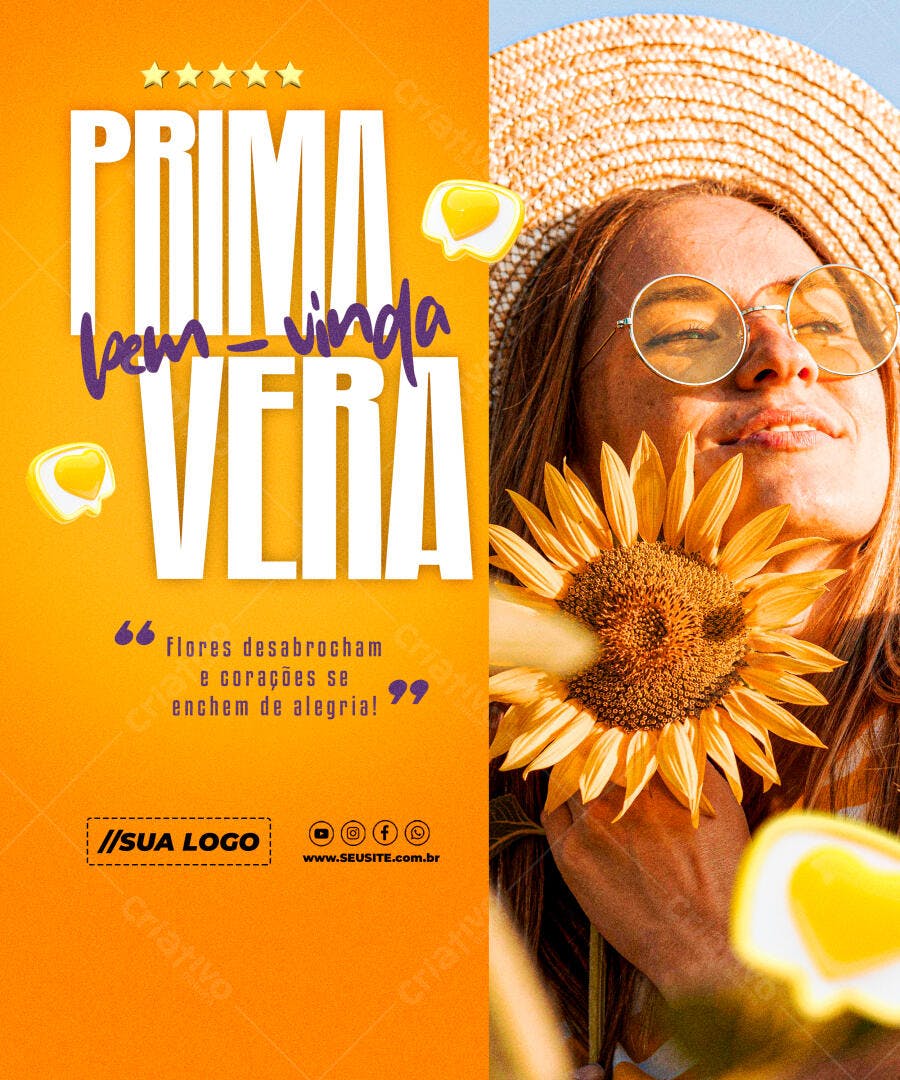 Post para Boas Vindas à Primavera PSD Editável