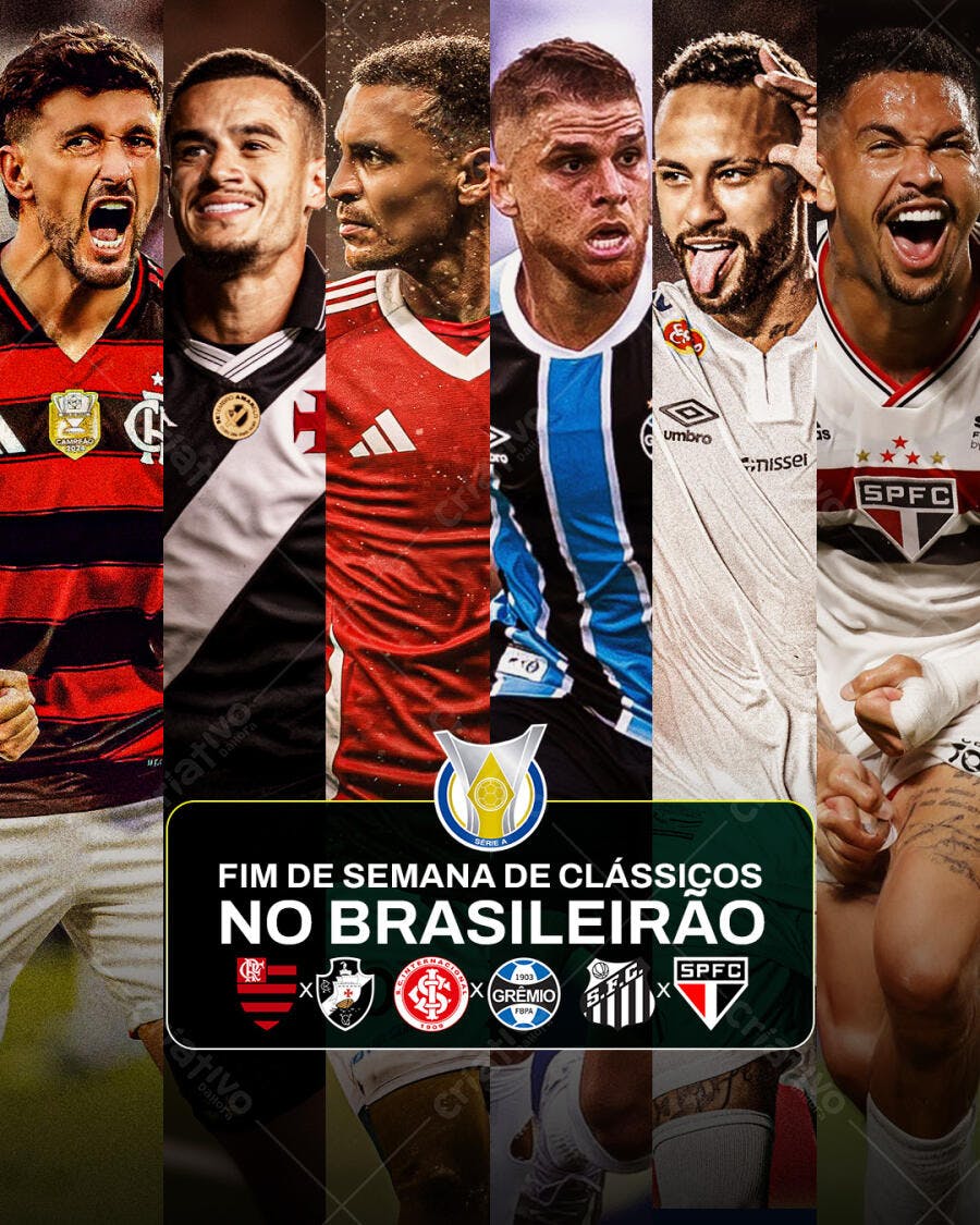 Flyer Fim de Semana de Clássicos Brasileirão PSD Editável