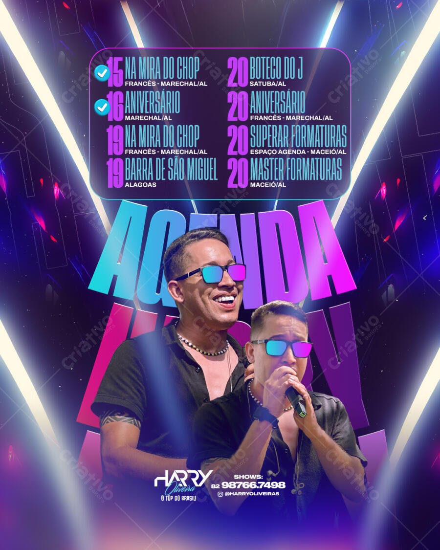 Flyer para Show de Harry Oliveira PSD Editável