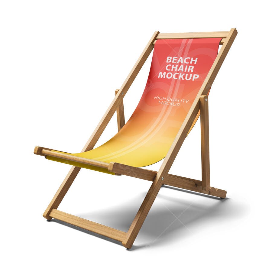 Mockup Cadeira de Praia Vermelha e Amarela