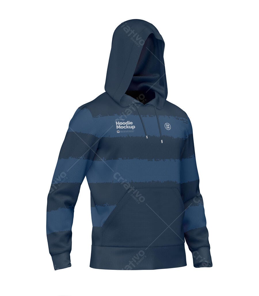 Mockup de Hoodie Masculino com Listras Azuis - Estilo Moderno