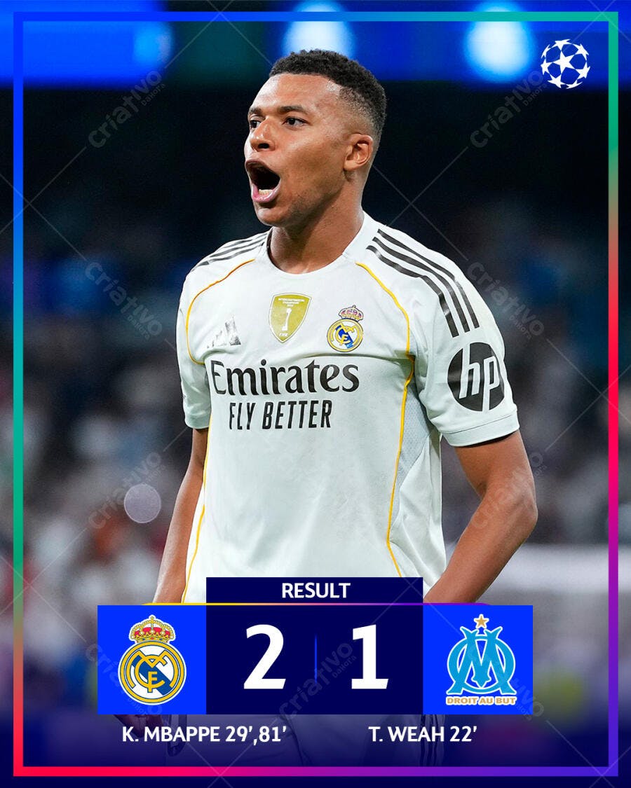 Post de Resultado de Jogo de Futebol PSD Editável