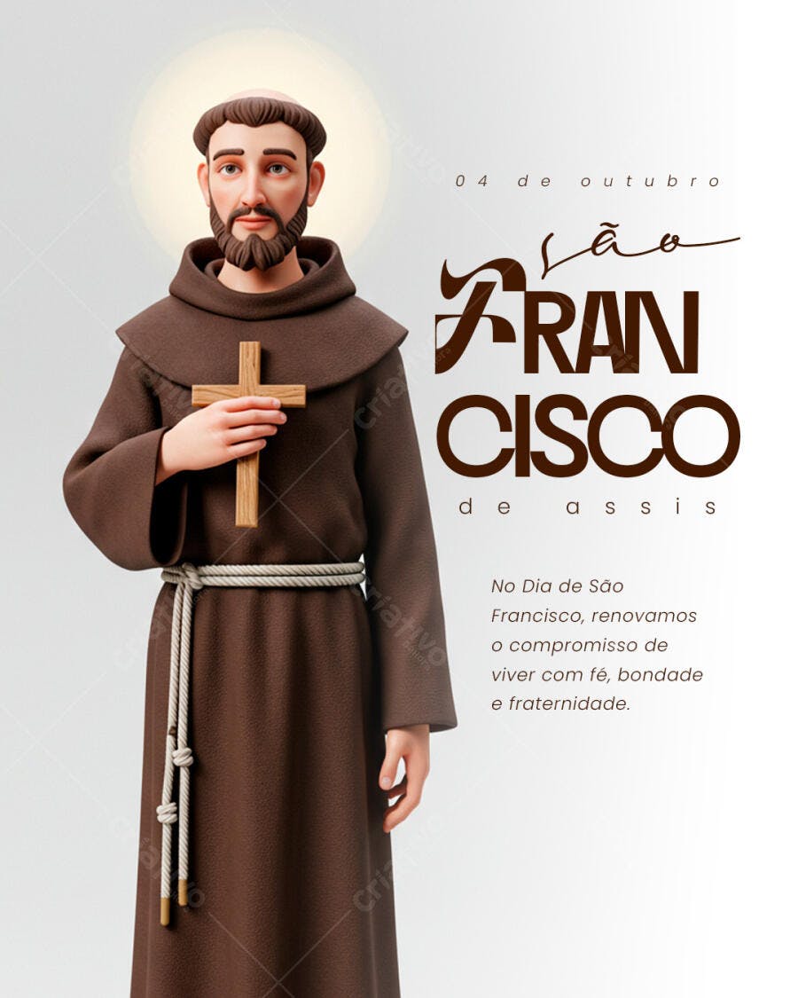 Arte Religiosa Dia de São Francisco PSD Editável