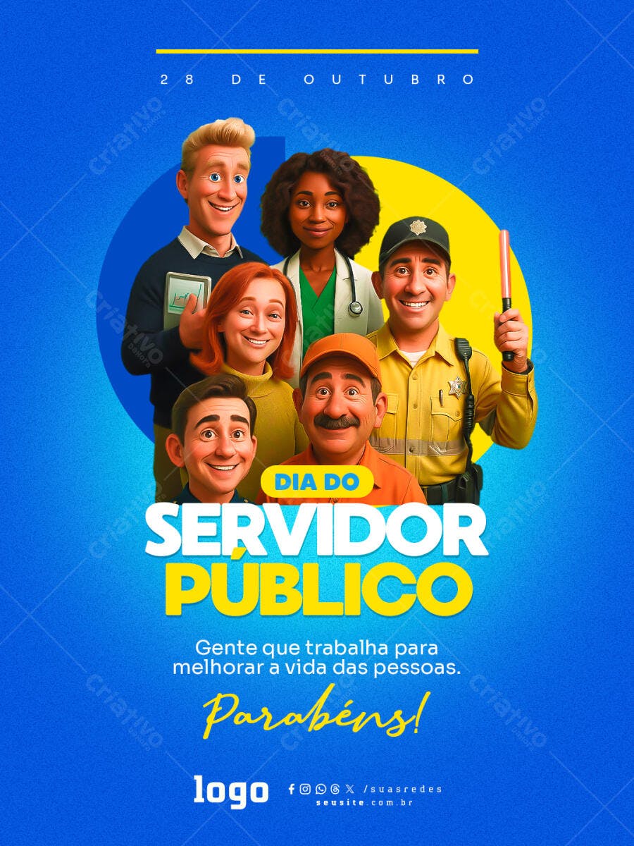 Flyer Dia do Servidor Público PSD Editável