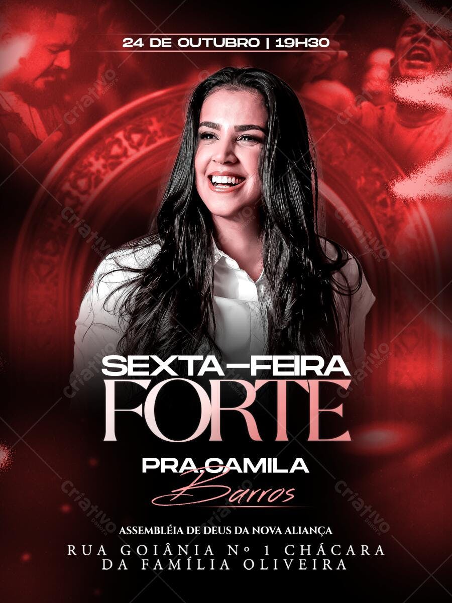 Flyer Evento Gospel Pra. Camila Barros PSD Editável