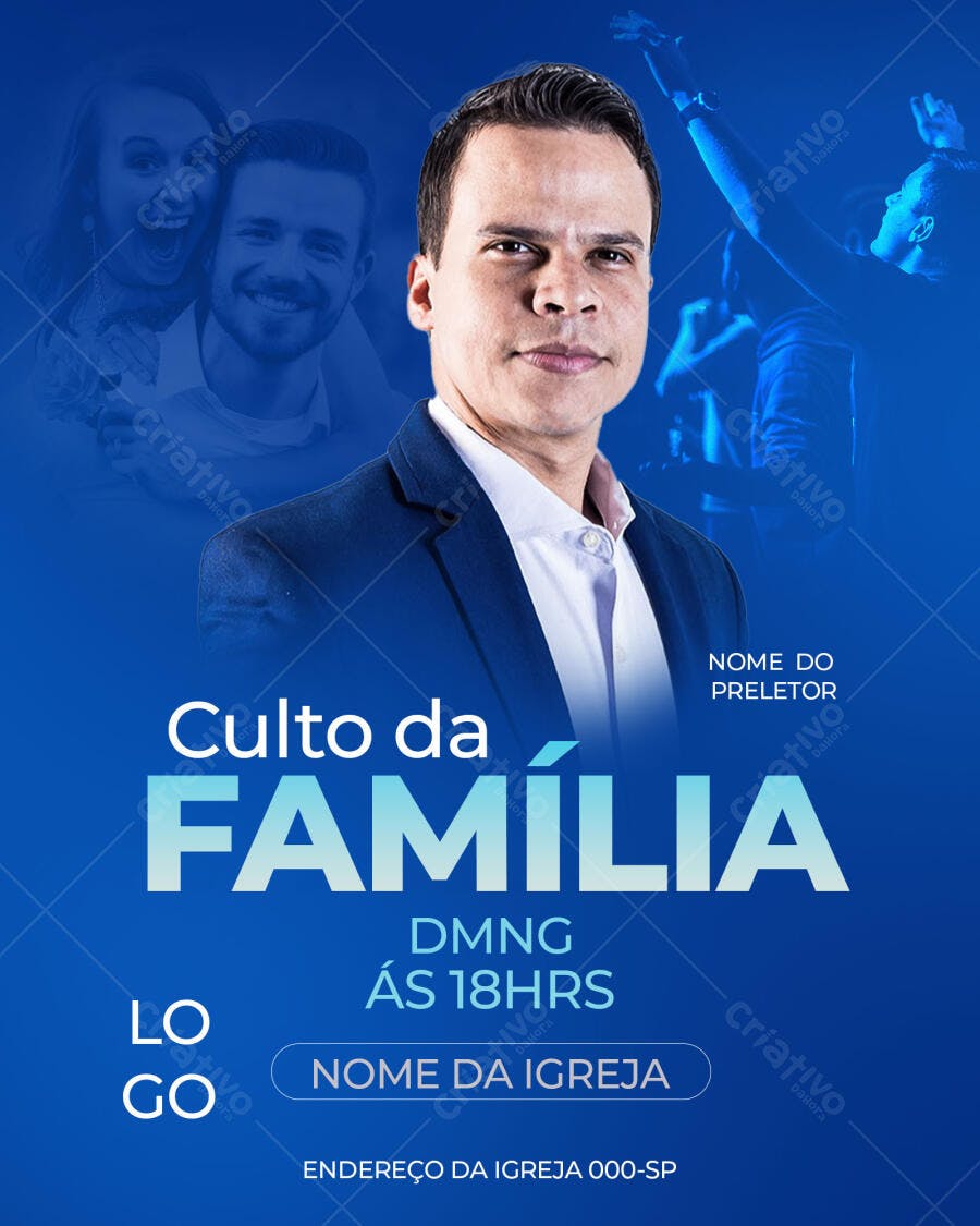 Flyer para Culto da Família PSD Editável