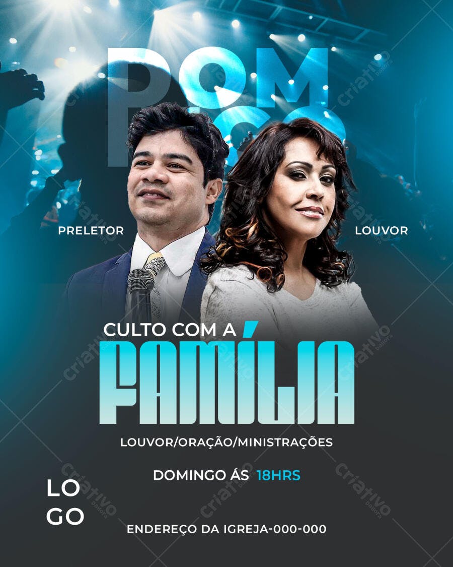 Flyer para Culto Familiar PSD Editável